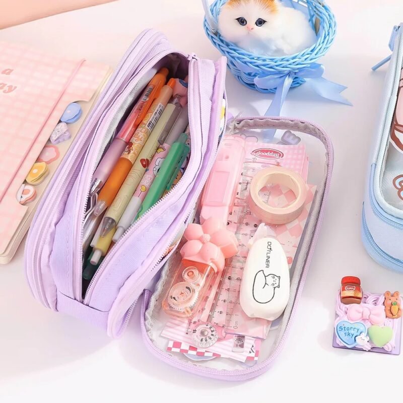 Medium Capacity Pencil Case - Kawaii Pencil Boxes for Girls - Cute Korean Stationery - Image 4