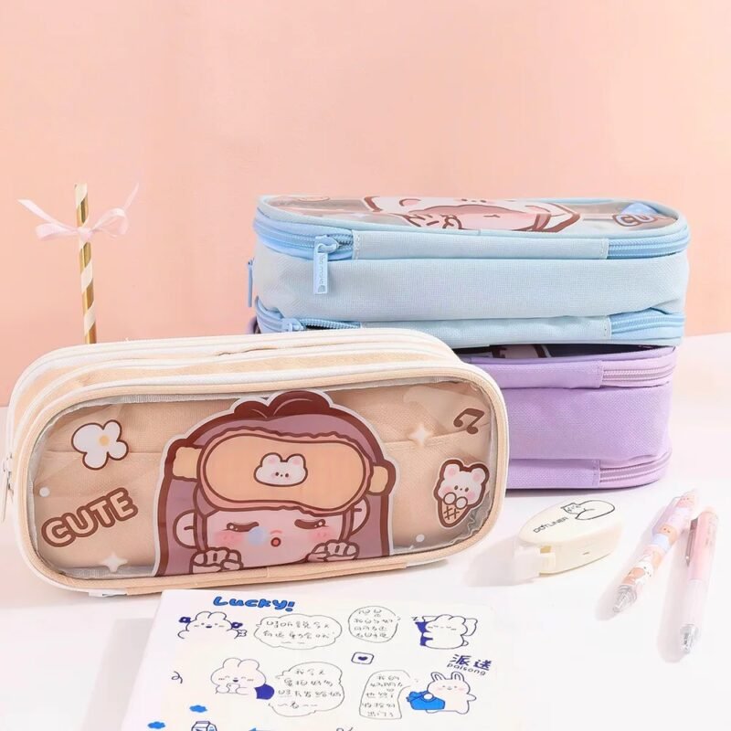 Medium Capacity Pencil Case - Kawaii Pencil Boxes for Girls - Cute Korean Stationery - Image 2